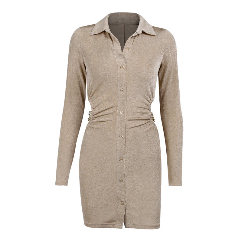 Women Fall New Texture Shirt Collar Dress