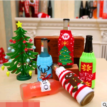 Christmas decoration wine bottle set champagne red wine creative wine set hotel restaurant holiday layout