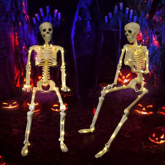 90cm Warm Light Stand-able Hanging Halloween Luminous Skeleton