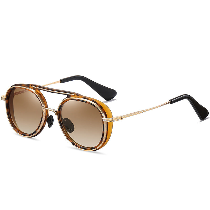 Colorful Two-Tone Sunglasses Fashion Metal Sunglasses Glasses