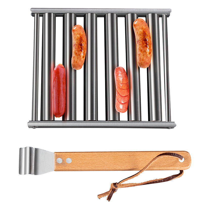 Hot Dog Rack Removable Stainless Steel Roasted Sausage Doll Rack Rolling Barbecue