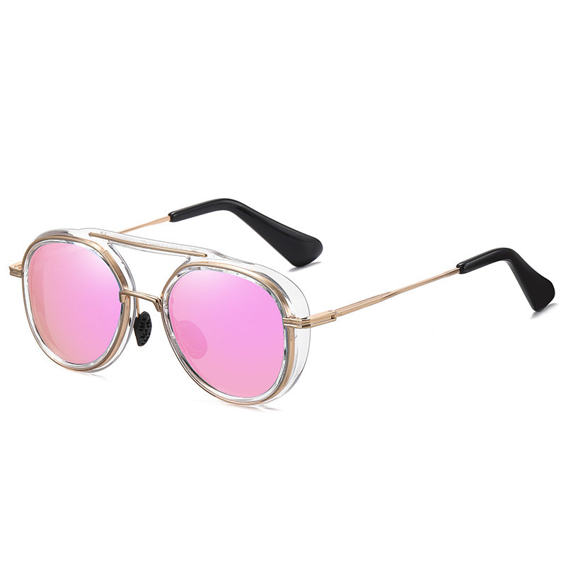 Colorful Two-Tone Sunglasses Fashion Metal Sunglasses Glasses