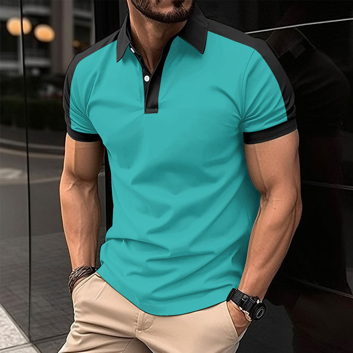 Men's Short Sleeve Business Shirt Summer Casual Polo Shirts