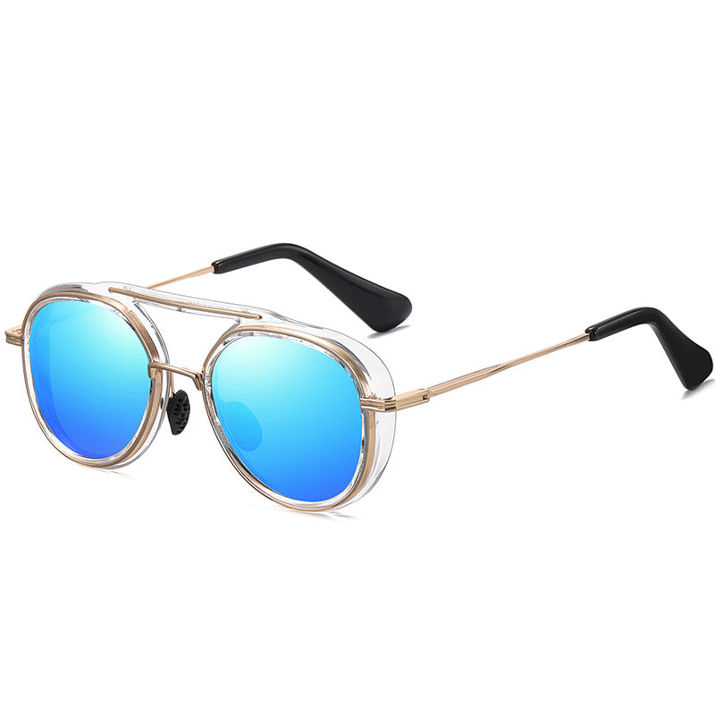 Colorful Two-Tone Sunglasses Fashion Metal Sunglasses Glasses