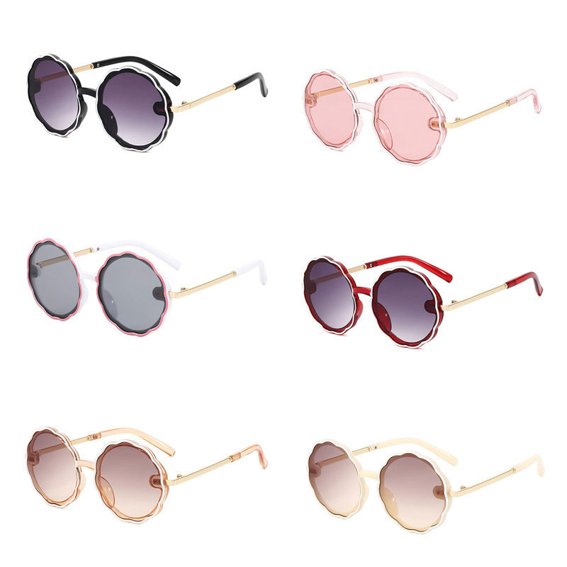 Kids Wave Frame Vintage Round Frame Sunglasses