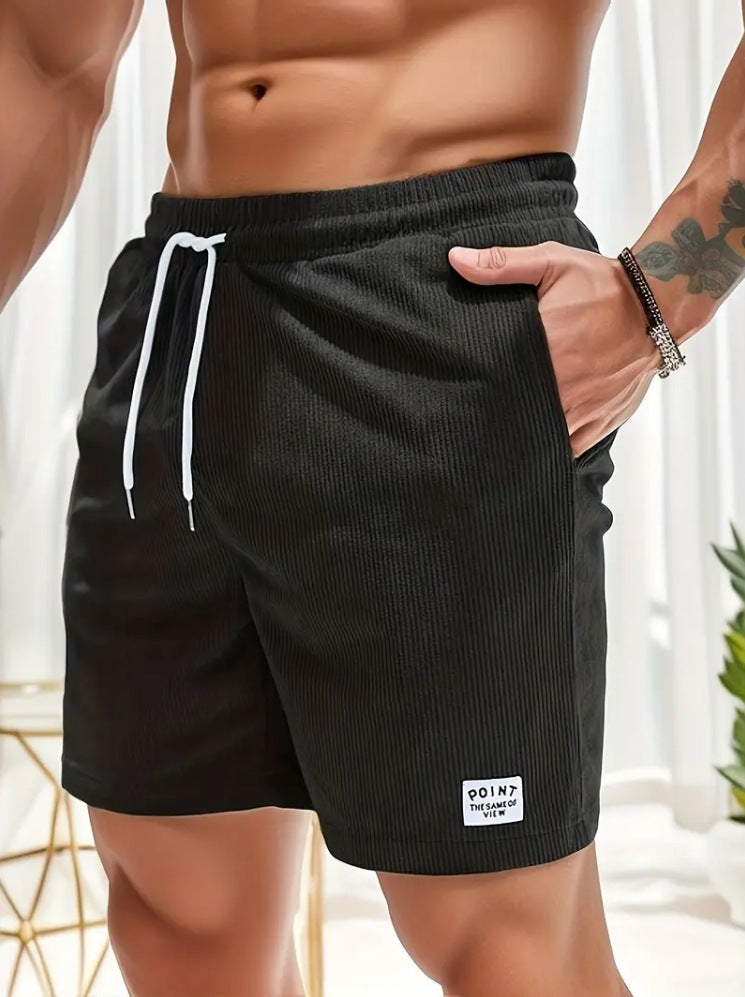 Lace-up Drawstring Shorts Summer Corduroy Sports Short Pants Mens Clothing