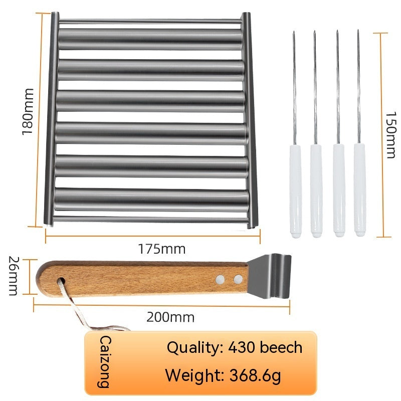 Hot Dog Rack Removable Stainless Steel Roasted Sausage Doll Rack Rolling Barbecue