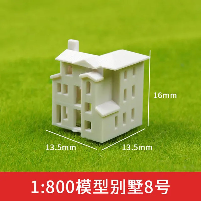 2Pcs Miniature House Village City Scene Layout 1/500 1/800 HO Scale Model Train Railway Accessories Model Building Kit Diorama