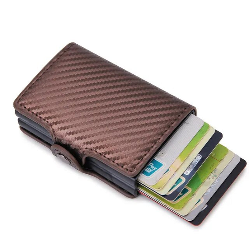 Carbon Fiber Credit Card Holder Mens Double anti Rfid Bank Cardholder Case Wallet Metal Business Bank Minimalist Wallet Gift