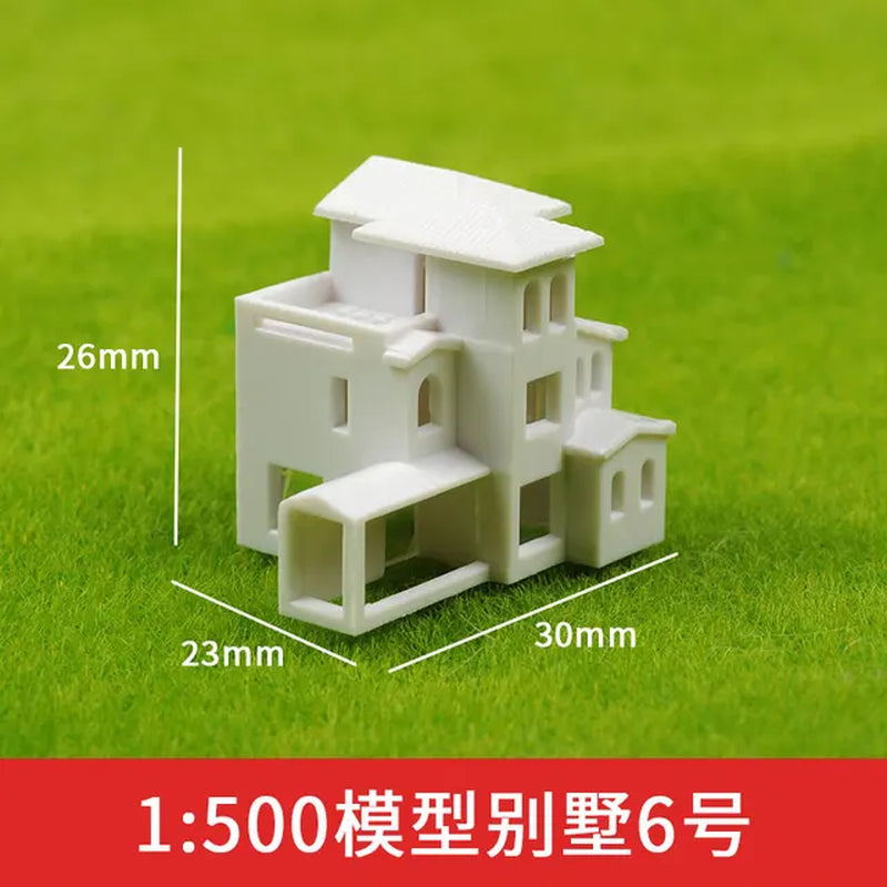 2Pcs Miniature House Village City Scene Layout 1/500 1/800 HO Scale Model Train Railway Accessories Model Building Kit Diorama