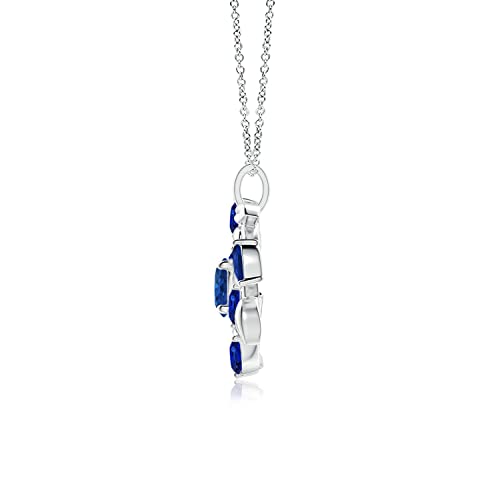 Angara Natural Blue Sapphire Olive Branch Pendant Necklace in 14K Solid Gold for Women, Girls with 18" Chain | September Birthstone Jewelry Gift for Her |