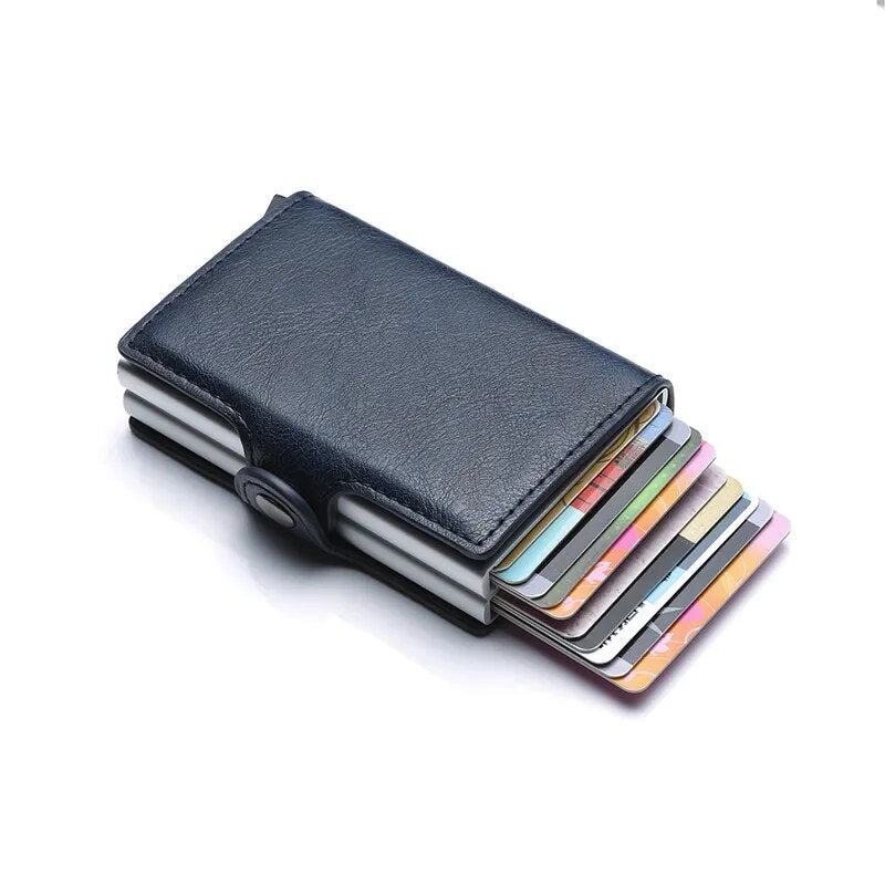 Carbon Fiber Credit Card Holder Mens Double anti Rfid Bank Cardholder Case Wallet Metal Business Bank Minimalist Wallet Gift