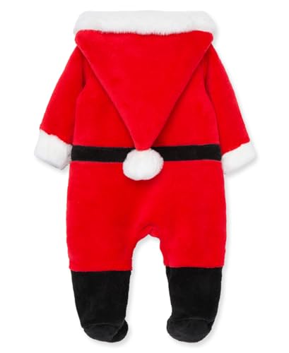 Little Me Clothes for Baby Santa Suit Minky Footie Romper Sleeper, 6 Months