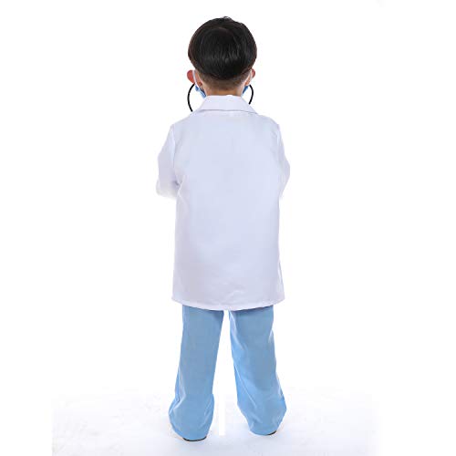 Leadtex- Pretend-Play Doctor Costume for Kids,Dress up Role Play Doctor Clothing with top,Pants,mask,Coat and stethoscopes.