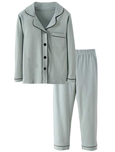 Mallimoda Kids Cotton Pajamas Set PJS Long Sleeve Button Down Sleepwear Loungewear