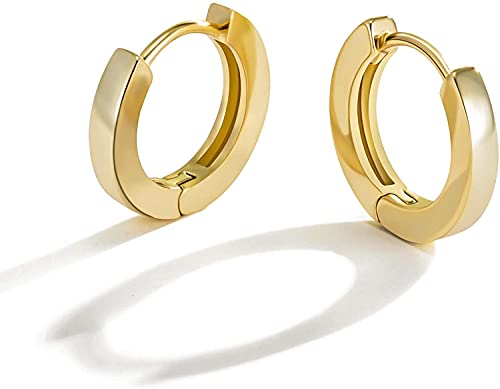 Small Gold Hoop Earrings for Women : 14k Real Gold Plated Hypoallergenic Tiny Cartilage Huggie Girls Ear Jewelry