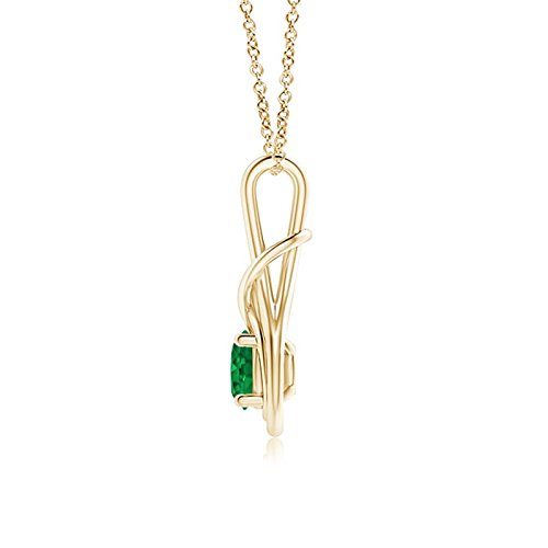 Angara Natural Emerald Solitaire Infinity Pendant Necklace for Women, Girls in 14K Solid Gold/Platinum | May Birthstone | Jewelry Gift for Her | Birthday|Wedding Anniversary