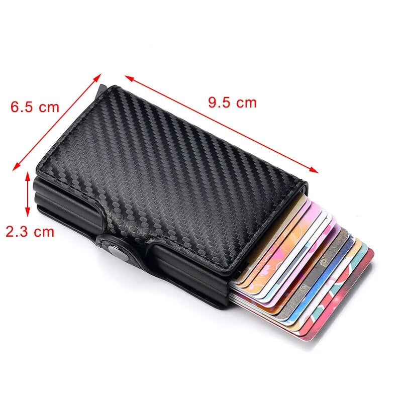 Carbon Fiber Credit Card Holder Mens Double anti Rfid Bank Cardholder Case Wallet Metal Business Bank Minimalist Wallet Gift