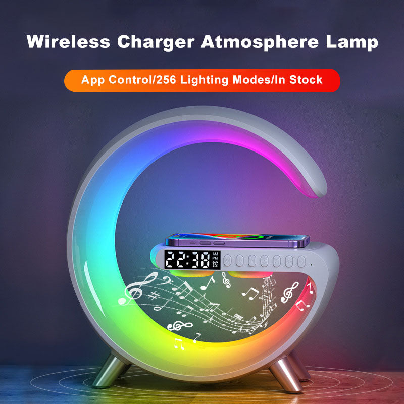 New Intelligent G Shaped LED Lamp Bluetooth Speake Wireless Charger Atmosphere Lamp App Control for Bedroom Home Decor