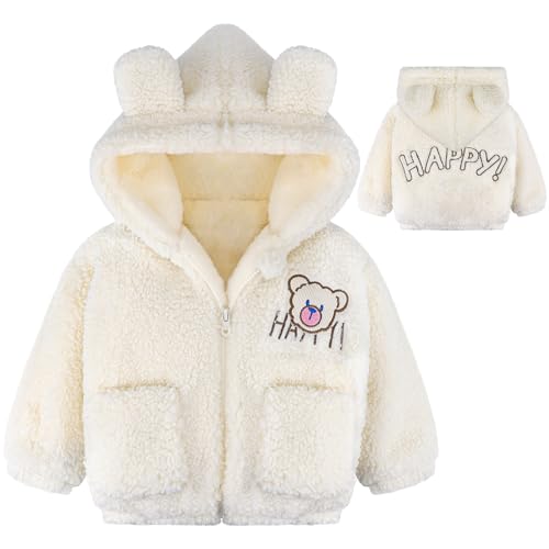 NinkyNonk Toddler Winter Fleece Jacket Unisex Baby Boy Girl Warm Hooded Coat with Sherpa Lining