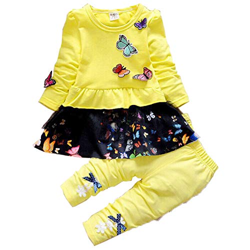 Infant Little Baby Girls Clothing Set 2 Pieces Set Long Sleeve T Shirt and Skirt Pants