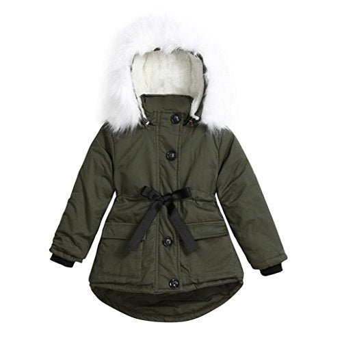 KONFA Baby Girls Stylish Padded Jacket Hooded Wind Coat,Suitable for 2-7 Years Old,Winter Outwear Warm Parka Clothes Set