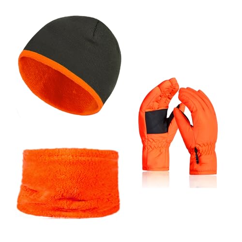 KDWAVE 3Pcs Kids Winter Hat Gloves Scarf Set,Winter Hats for Kids Mittens Knit for 3-12 Years Boys Girls