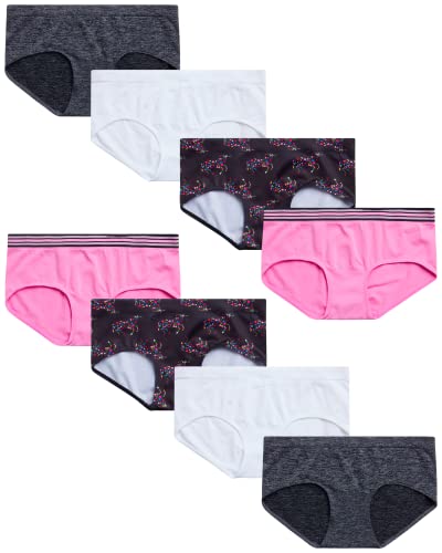 Sweet & Sassy Girls' Underwear – 8 Pack Seamless Bikini Briefs (Size: 8-14)