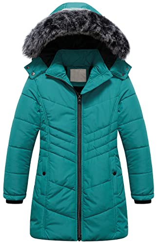 Pursky Girls' Warm Winter Coat Long Parka Fleece Lined Waterproof Puffer Jacket With Removable Hood