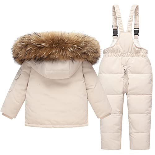 Kids 2-Piece Snowsuit Toddler Baby Boys Girls Winter Wear Down Jacket Ski Jacket & Snow Bib Pants Ski Suit, 1-6 Years