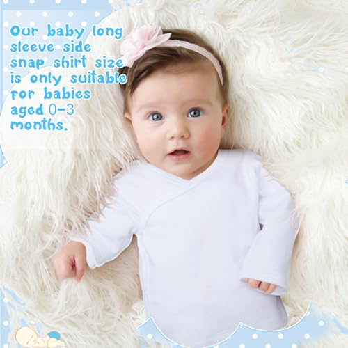 Ramede 20 Pcs Unisex Baby Side Snap Long Sleeve Shirts 0-3 Months Newborn Mittens Shirt Infant White Kimono Long Sleeve Undershirts Tops for Baby Boy and Girl, Cotton