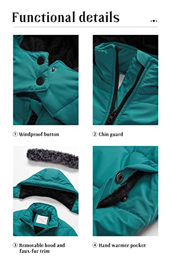 Pursky Girls' Warm Winter Coat Long Parka Fleece Lined Waterproof Puffer Jacket With Removable Hood