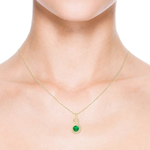 Angara Natural Emerald Solitaire Infinity Pendant Necklace for Women, Girls in 14K Solid Gold/Platinum | May Birthstone | Jewelry Gift for Her | Birthday|Wedding Anniversary