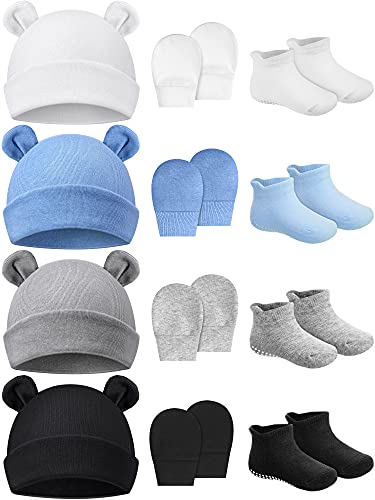 Baby Ears Newborn Hats Mittens and Socks Set for Boys Girls Beanie Hat 0-6 Month