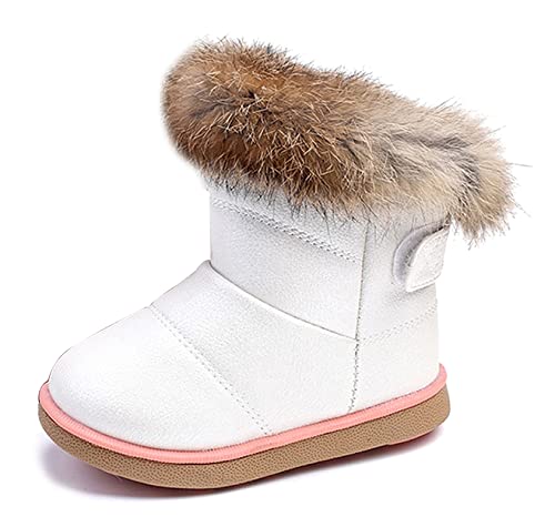 KVbabby Girl's Snow Boots Toddler Boots Kids Warm Winter Boots Fur Lined Waterproof Boots PU Leather Non-Slip