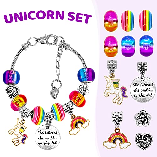 CH HAICHENG DIY Charm Bracelet Making Kit for Girls, Unicorn Bracelet Kit, Mermaid Unicorn Jewelry Making Kit for Girls Christmas Birthday Gift for Girls