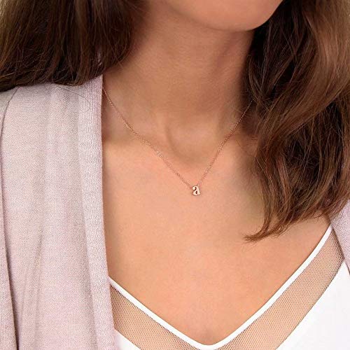 MONOOC Initial Necklaces for Women, 14K Gold Plated Lowercase Letter Necklace for Women Girls Personalized Minimalist Monogram Name Necklace Tiny Gold Initial Necklaces for Women Girls Kids Jewelry