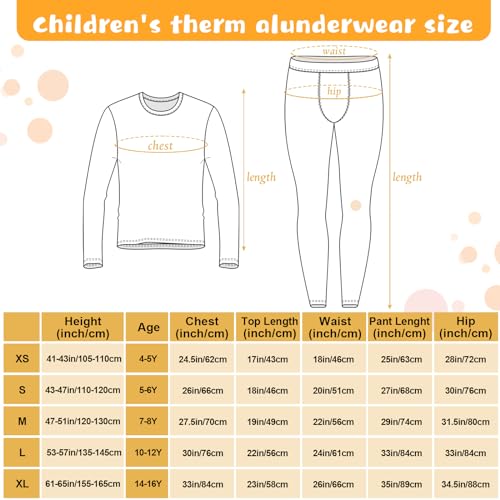 Silkfly 3 Set Boys Thermal Underwear Set Base Layer Fleece Lined Long Johns for Kids Shirt and Pants Set for Boys Winter