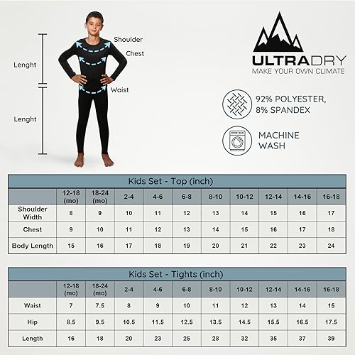 Ultra Dry Thermal Underwear For Kids Long Johns Fleece Lined Leggings And Shirt Boy And Girl Unisex Underwear Base Layer