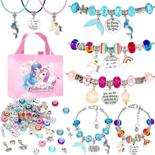 CH HAICHENG DIY Charm Bracelet Making Kit for Girls, Unicorn Bracelet Kit, Mermaid Unicorn Jewelry Making Kit for Girls Christmas Birthday Gift for Girls