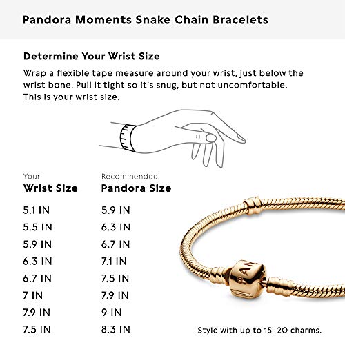 Pandora Moments Logo Barrel Clasp Snake Chain Bracelet - Compatible Moments Charms - Bracelet for Women - Gift for Her, With Gift Box
