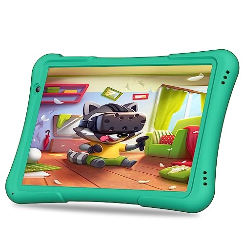 PRITOM 10 inch Kids Tablet Android 12 Tabletas 32GB, Quad-Core, 6000mAh, Large HD IPS Display, WiFi 6, Dual Camera, Bluetooth, Toddler Tablet for Kids Age 3+, Green