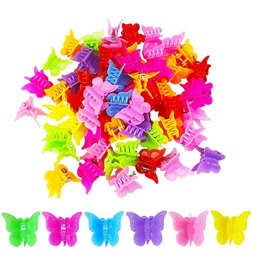 Mandalahuang 100 Packs Butterfly Hair Clips, Beautiful Mini Hair Accessories for little girl hair accessories Girls and Women, baby flower butterflies hair accessories rainbow Mixed color