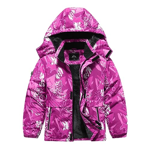 MOERDENG Kid's Waterproof Ski Snow Hooded Coats Boy's And Girl's Warm Winter Jacket Snowboard Windbreaker Hooded Raincoat