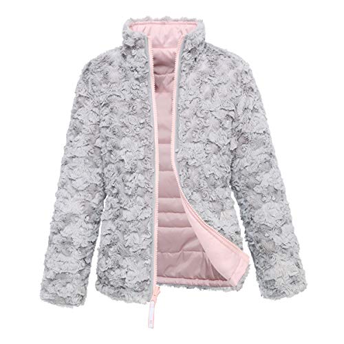 Rokka&Rolla Girls' Reversible Water-Resistant Teddy Sherpa Fleece Puffer Jacket Winter Coat