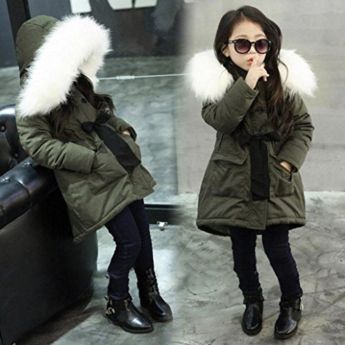 KONFA Baby Girls Stylish Padded Jacket Hooded Wind Coat,Suitable for 2-7 Years Old,Winter Outwear Warm Parka Clothes Set