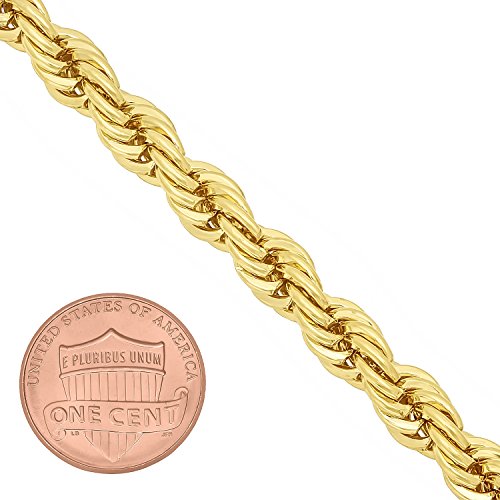 The Bling Factory 2mm-6mm 14k Yellow Gold Plated Twisted Rope Chain Necklace or Bracelet