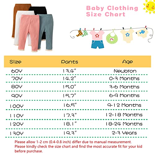 U·nikaka Toddler Baby Girl 0-48 Months 5-Pack Pants in Grey White Black Orange and Pink