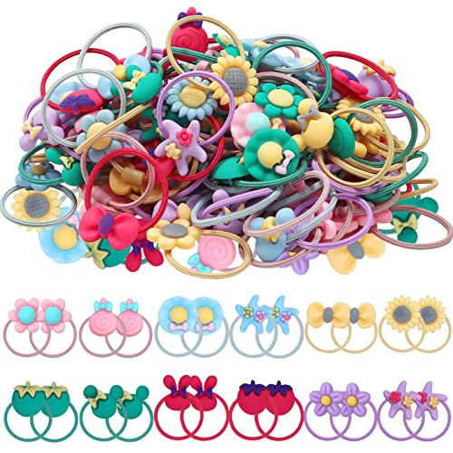 WillingTee 120pcs (60 pairs) Mix Colors GElastic Hair Ties Soft Rubber Bands Hair Bands Holders Pigtails Accessories for Girls Infants Toddlers Kids Teens and Children