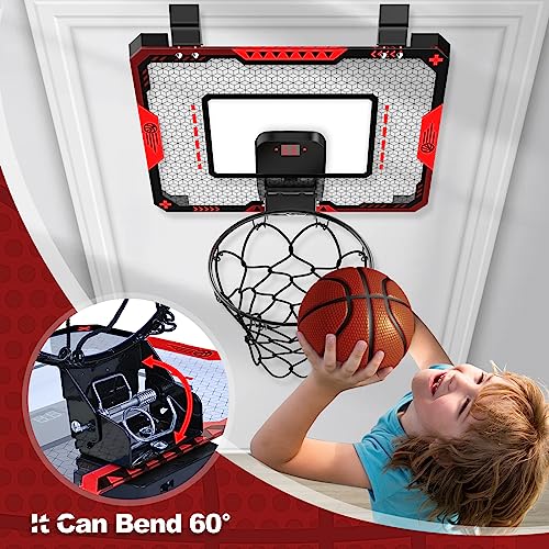 Basketball Hoop for Kids Indoor with Electronic Scoreboard, Mini Basketball Hoop Over The Door with 3 Balls, Basketball Sport Toys for Kids Boys Age 5 6 7 8 9 10